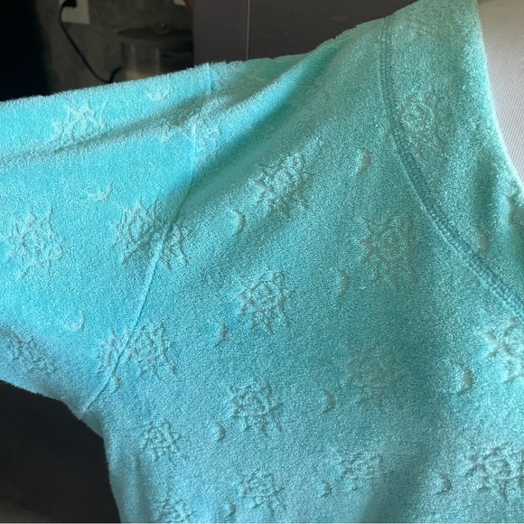 Stan Herman Aqua Blue Terry Cloth Short Sleeve Housecoat Zip Robe Pockets Sz 2X - Picture 9 of 10